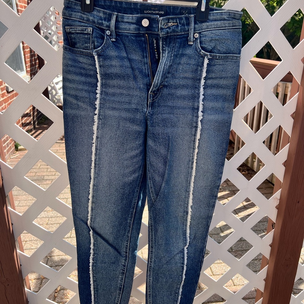 Lucky Brand Blue Skinny Jeans with Vertical Stripe